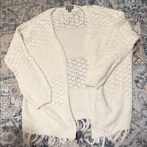Cupcake Textured Cardigan open with Fringe size M